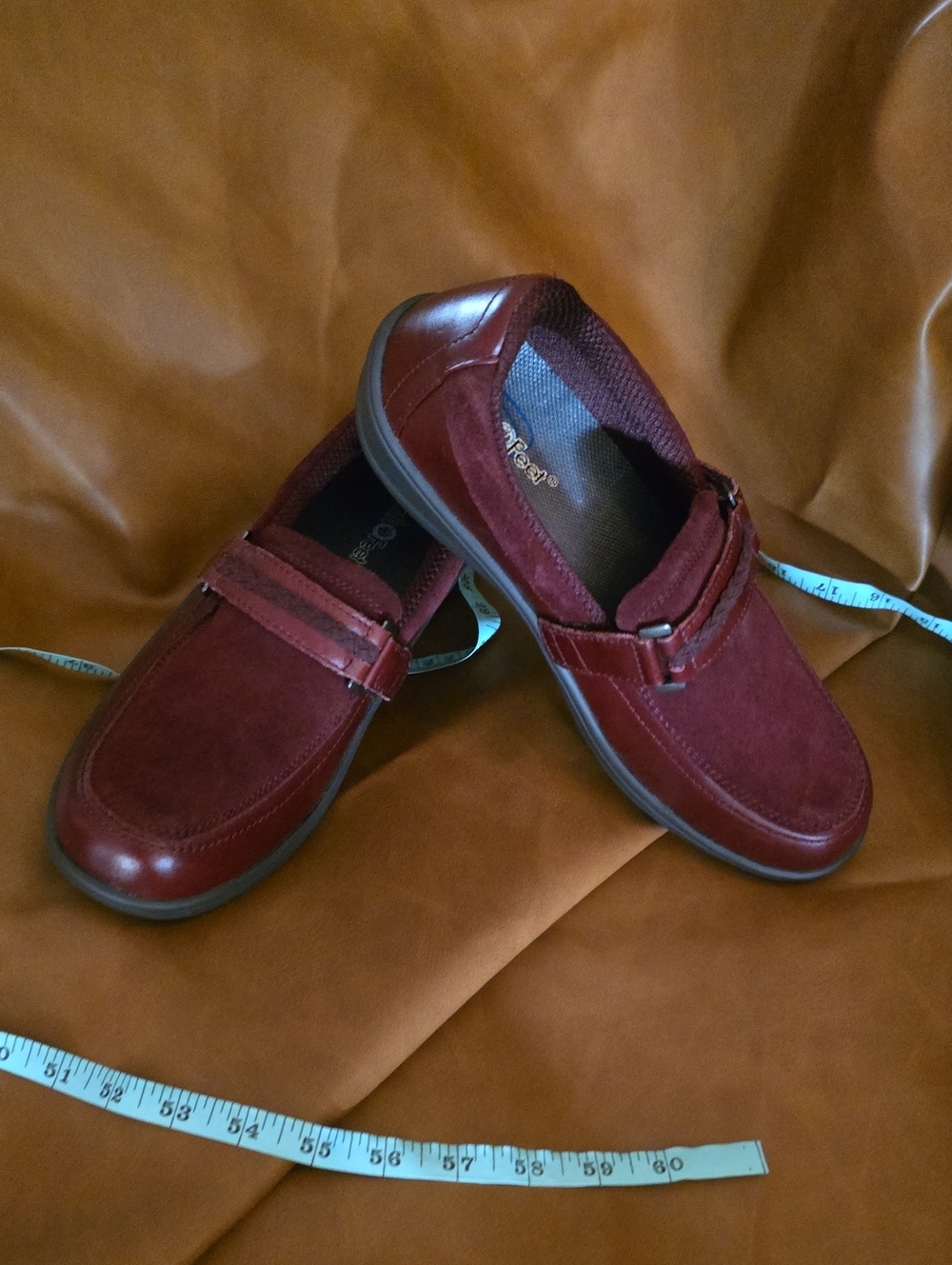 Women's 9.5 Suede & Leather Slip-On Mules in Deep Burgundy